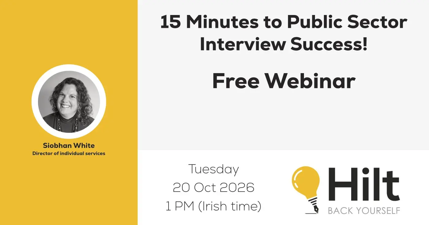 Preparing for a public sector interview? Join HILT's free 15 minute webinar on 20 October for practical tips on confidence, structure and clear answers.